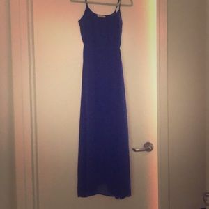 Long, purple, chiffon maxi-dress